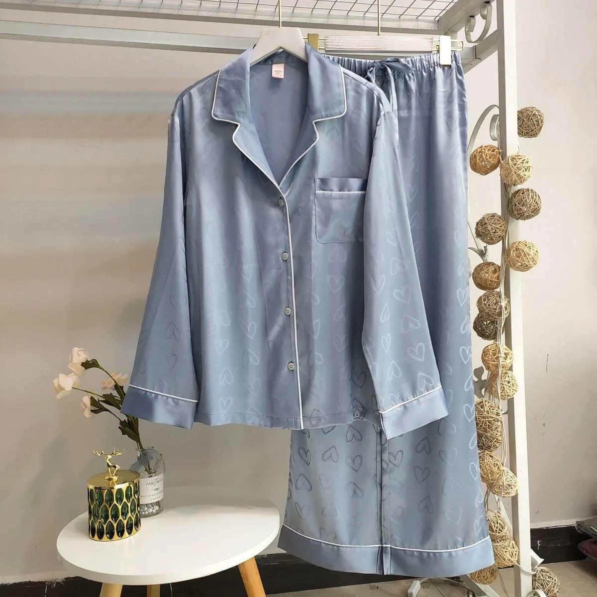 Pajamas High-grade Women's Ice Silk Spring And Autumn