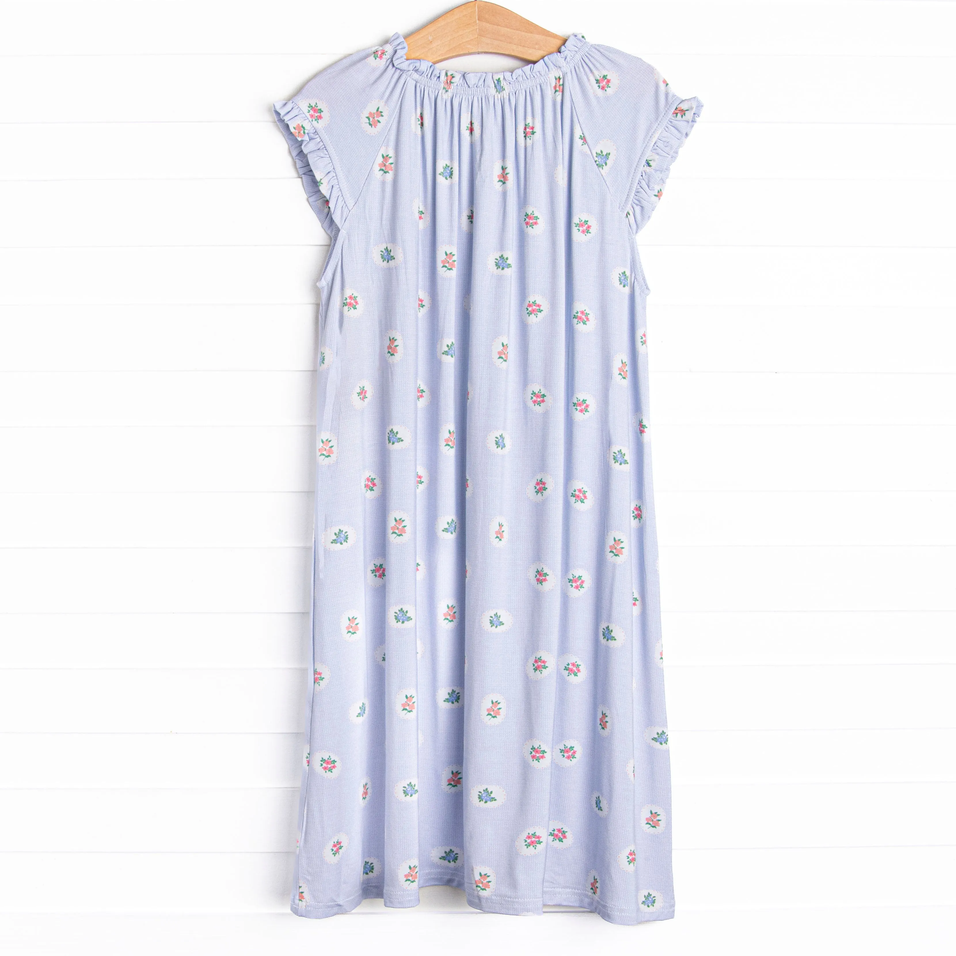 Periwinkle Patched Bamboo Night Gown, Blue
