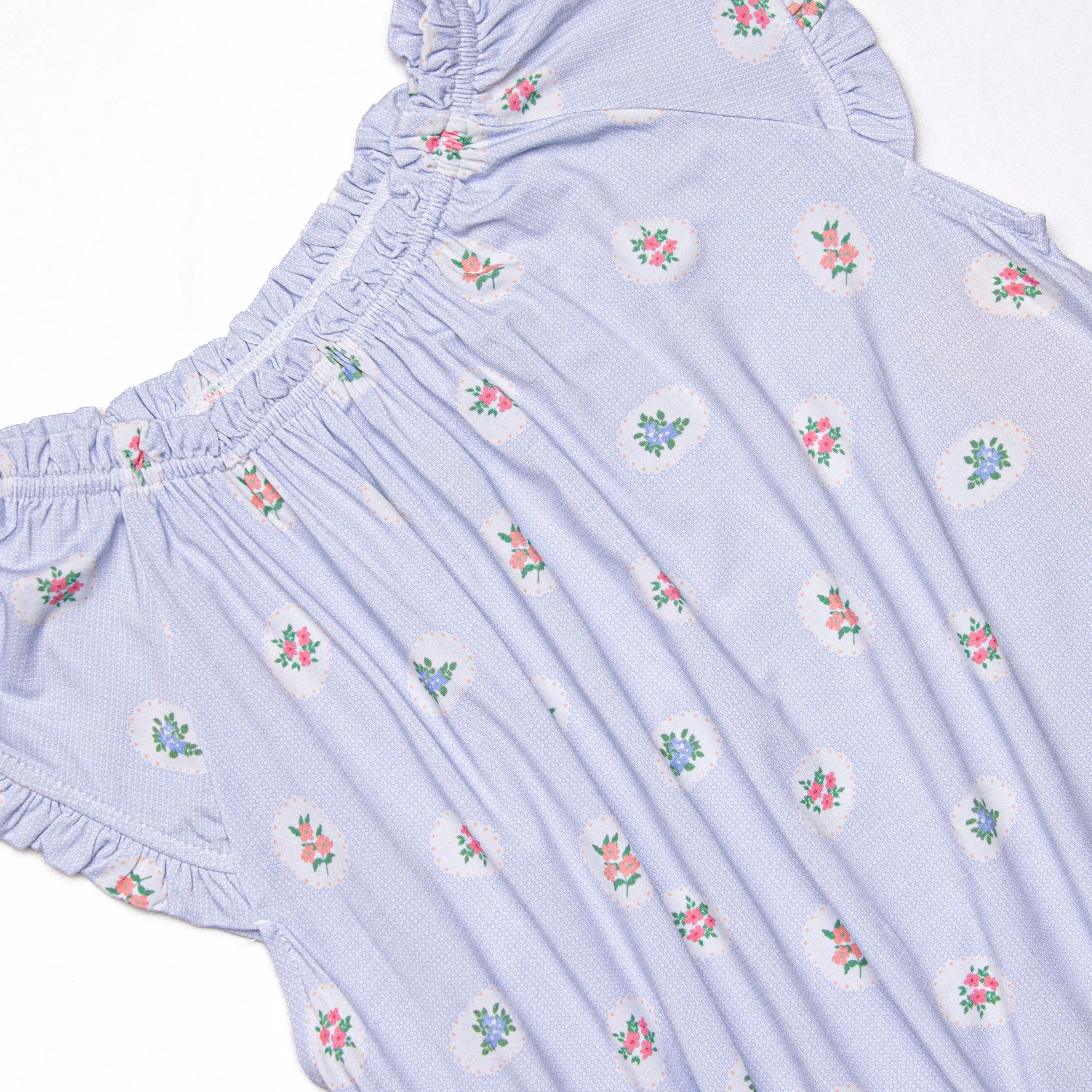 Periwinkle Patched Bamboo Night Gown, Blue