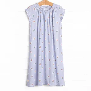 Periwinkle Patched Bamboo Night Gown, Blue