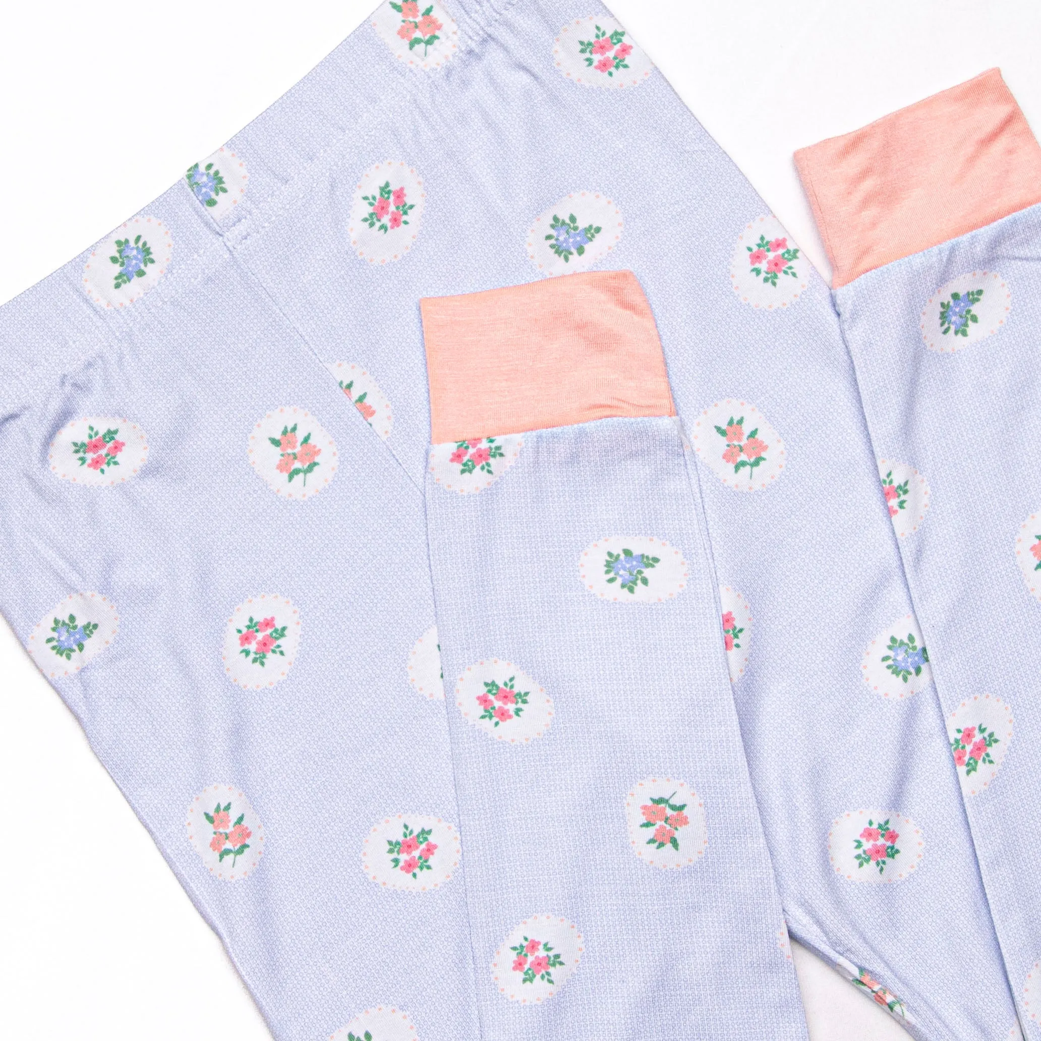 Periwinkle Patched Bamboo Pajama Set, Blue