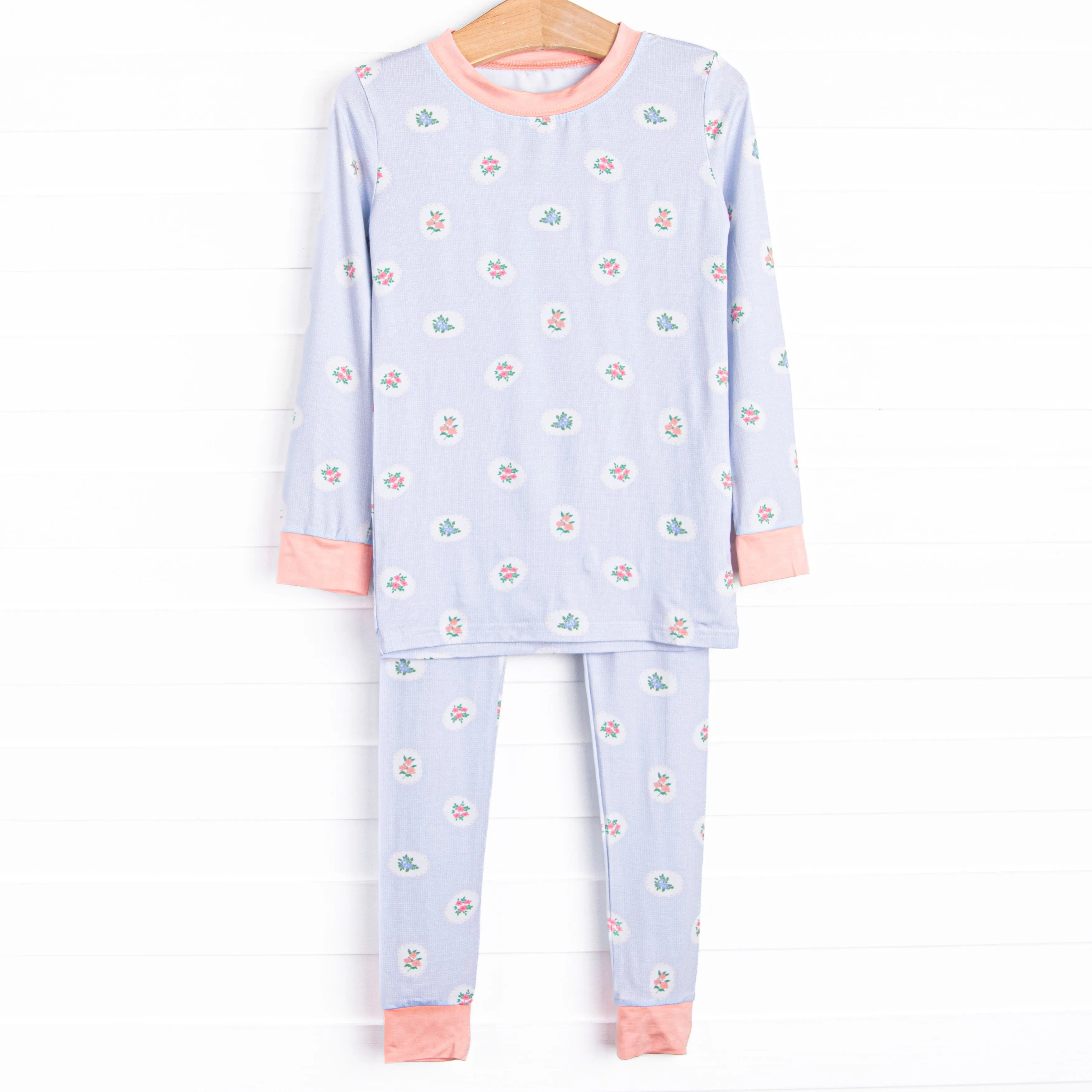 Periwinkle Patched Bamboo Pajama Set, Blue