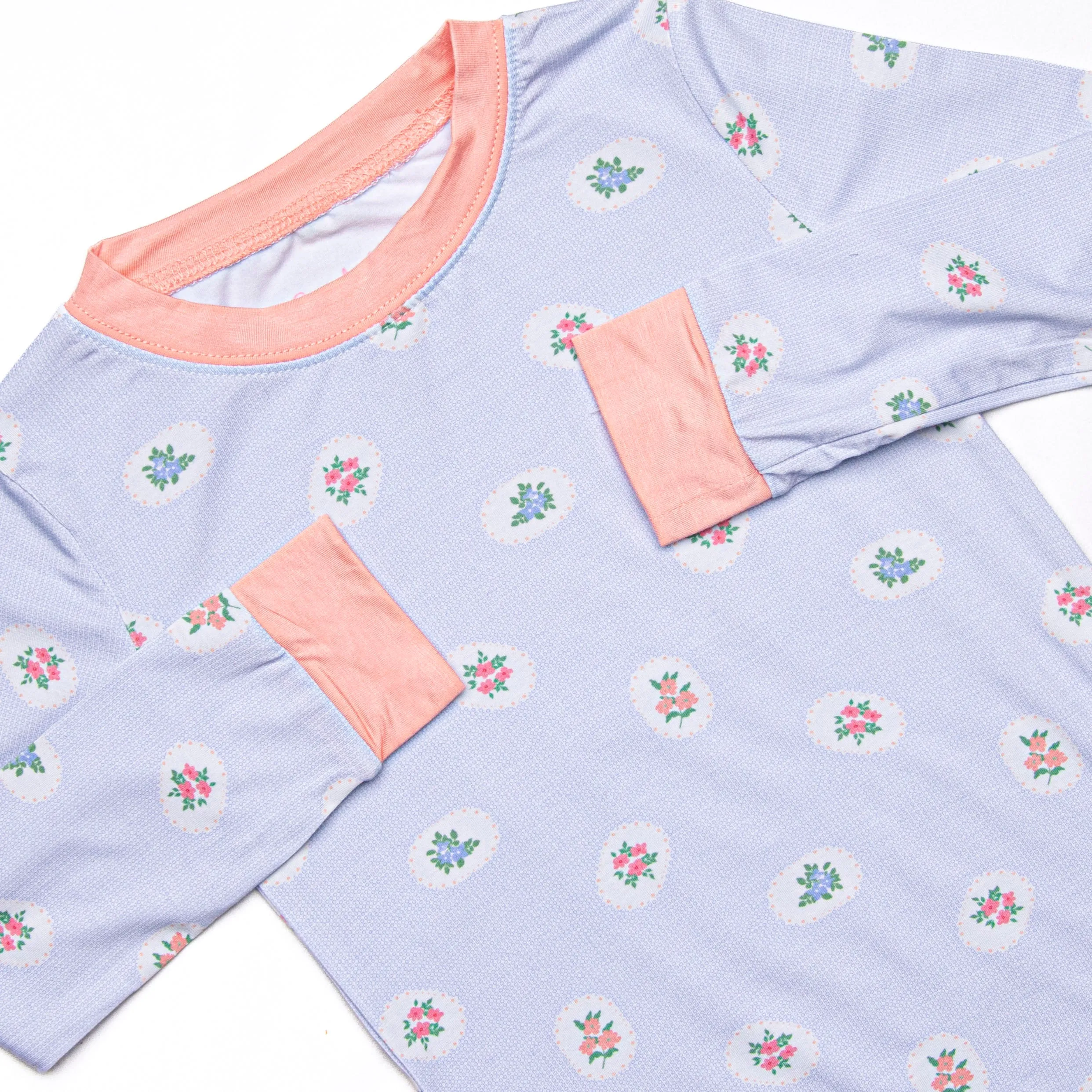 Periwinkle Patched Bamboo Pajama Set, Blue