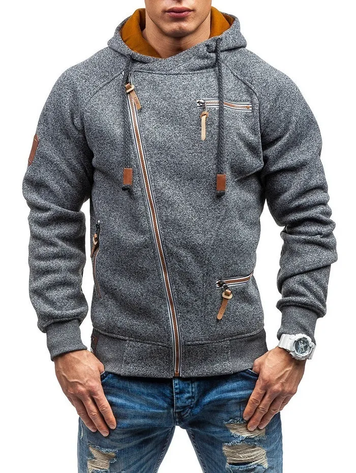 Personality Side Zipper Hooded Sweater for Men