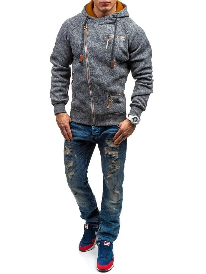 Personality Side Zipper Hooded Sweater for Men