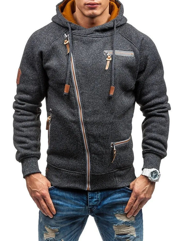 Personality Side Zipper Hooded Sweater for Men