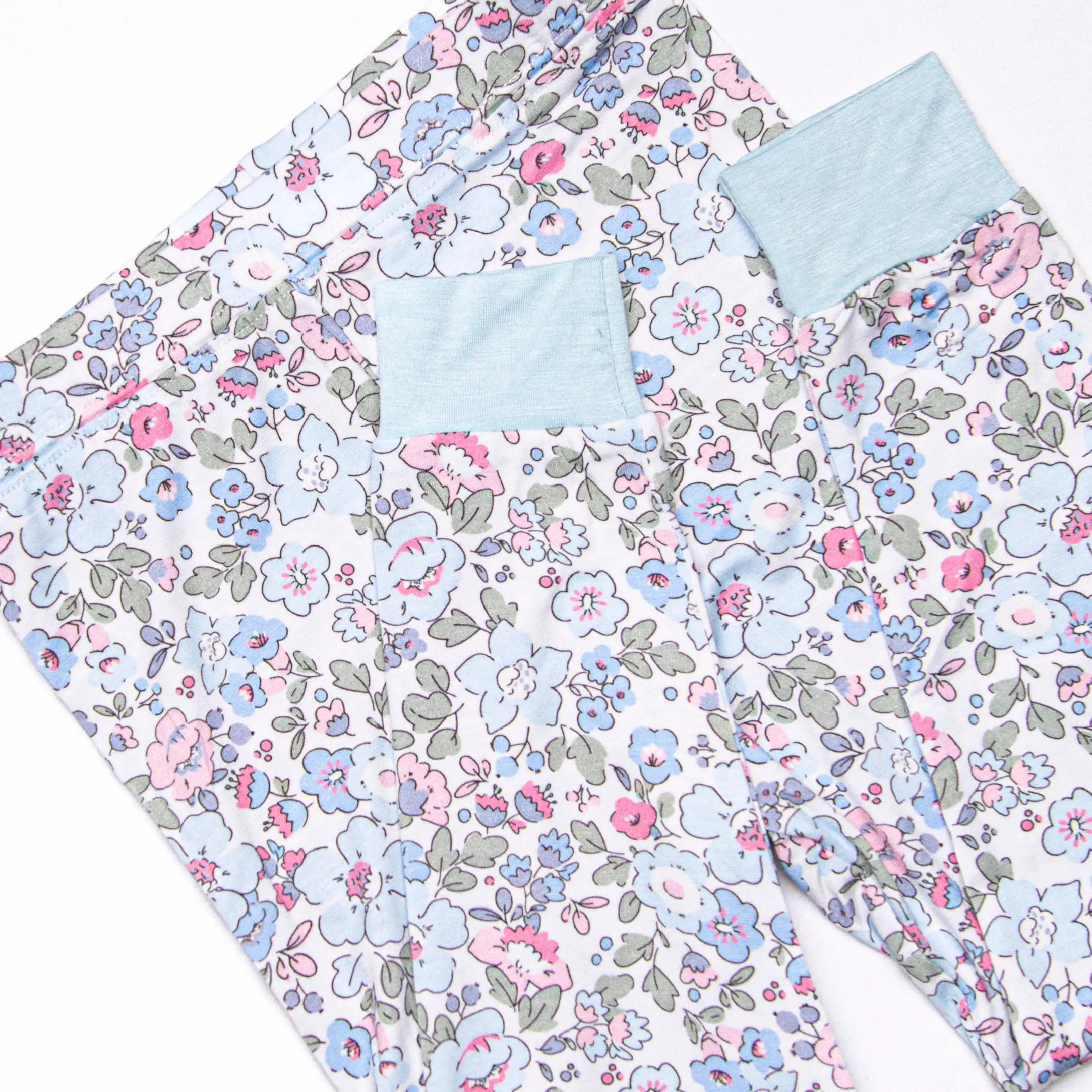Petals in the Park Bamboo Pajama Set, Blue