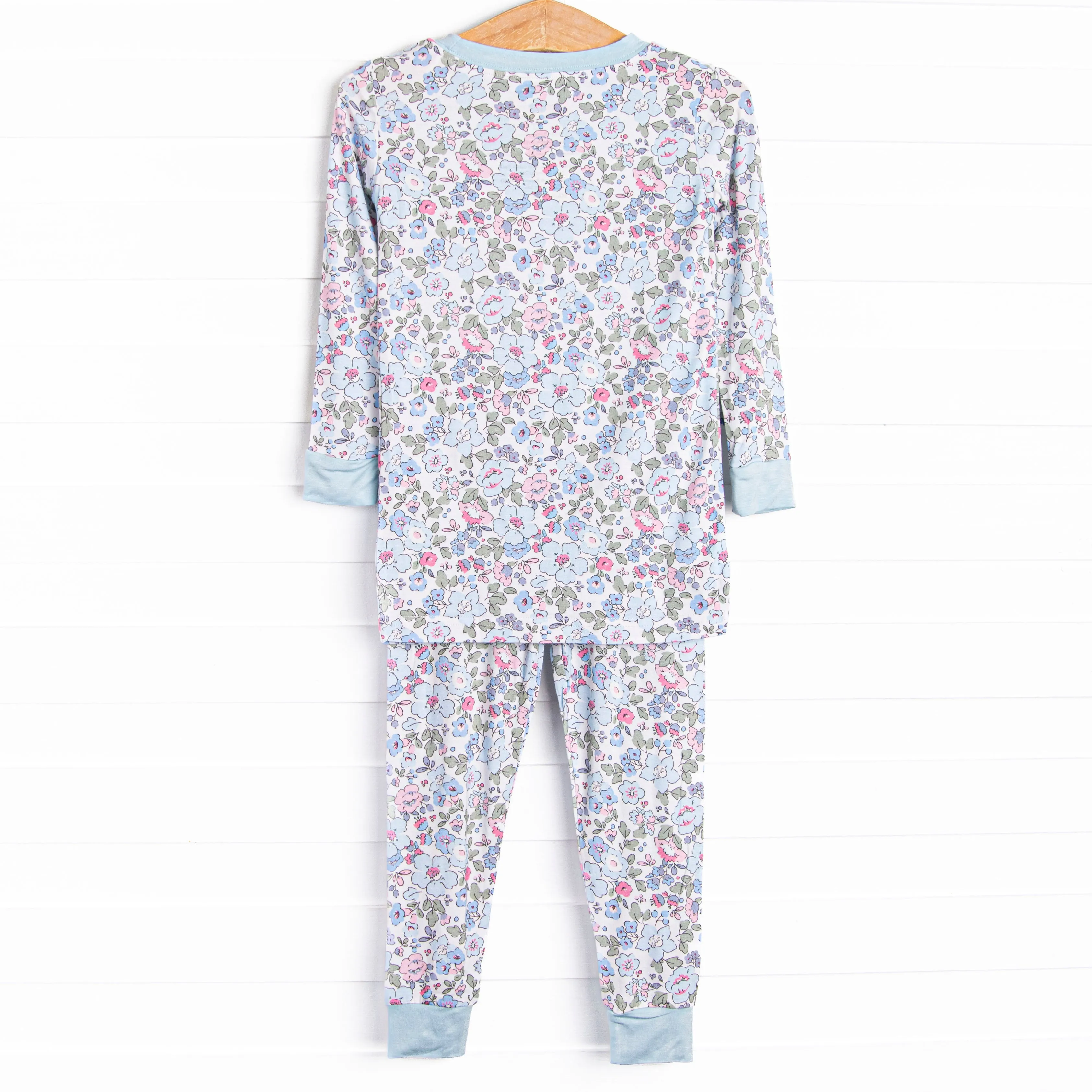 Petals in the Park Bamboo Pajama Set, Blue