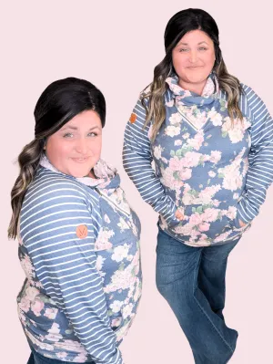 PHC- Charcoal Navy Floral Zipcowl Pullover