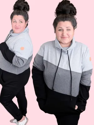 PHC- Triple Stretch Funnelneck Pullover Neutral Colorblock