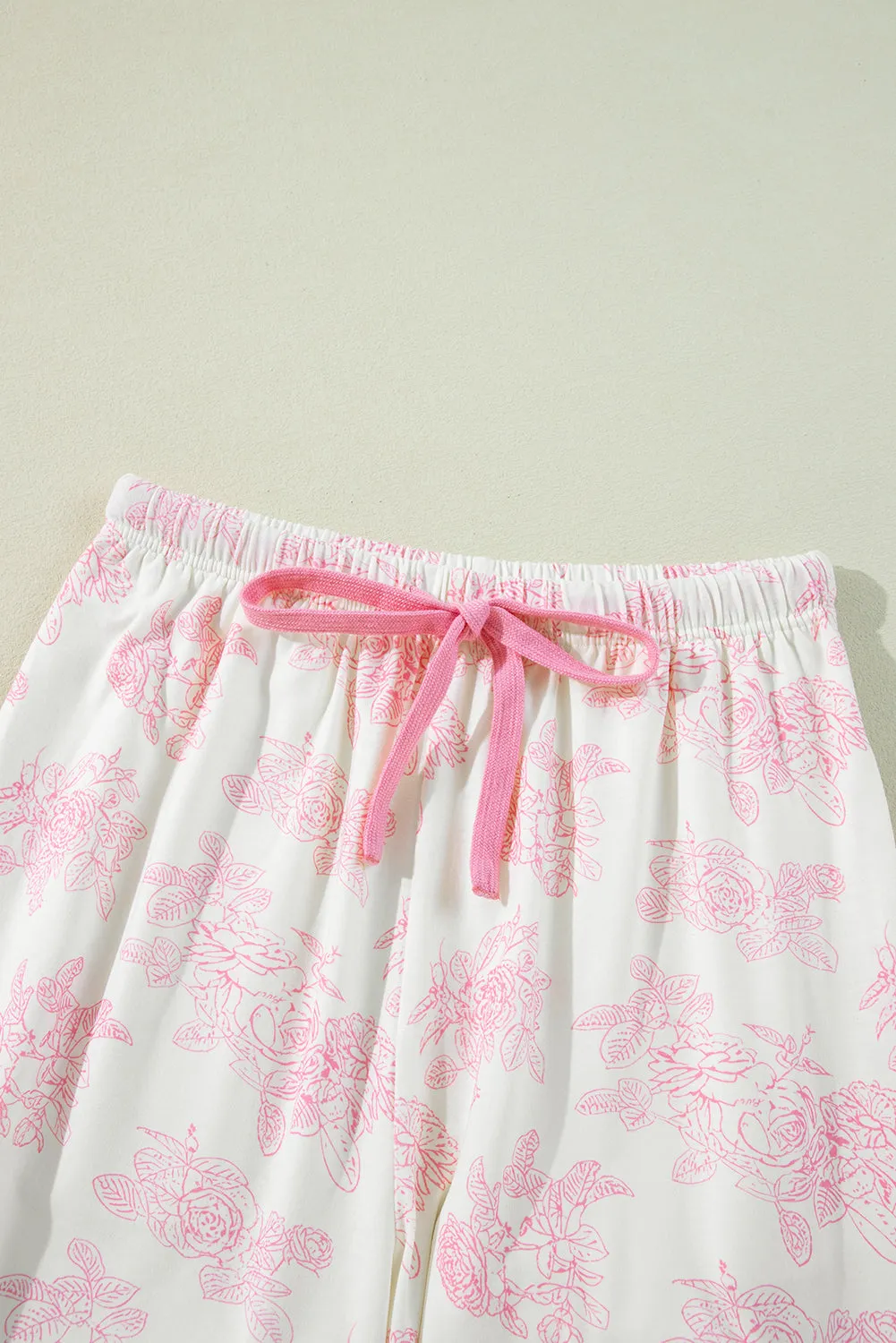 Pink Floral Long Sleeve and Pants Pajamas Set