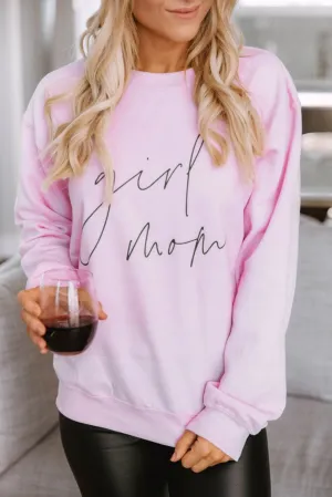 Pink Girl Mom Script Graphic Sweatshirt
