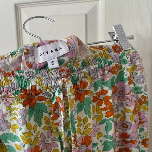 piyama multicolor floral straight leg pajamas