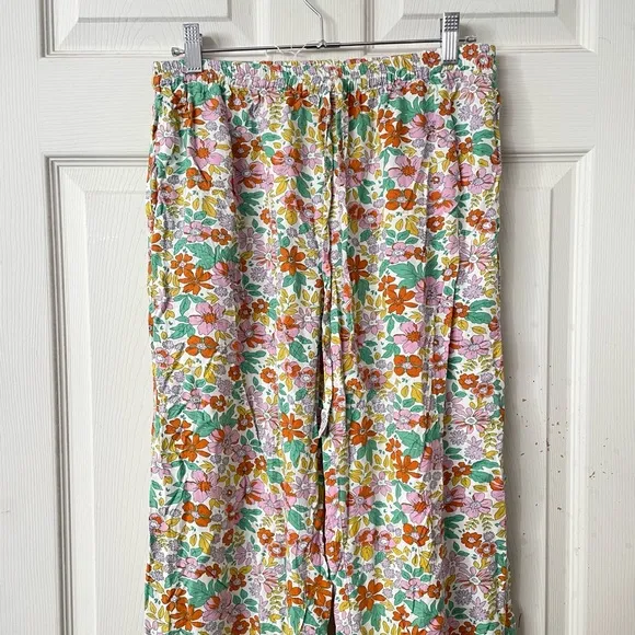 piyama multicolor floral straight leg pajamas