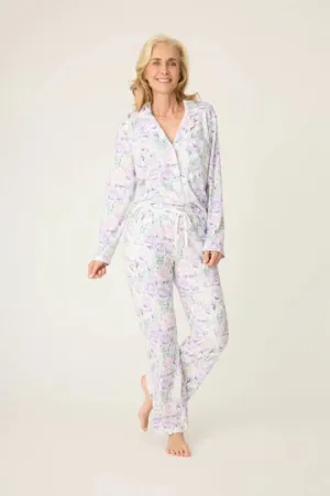 PJ Salvage Violet Rose Floral Waffle Thermal Button Long Sleeve