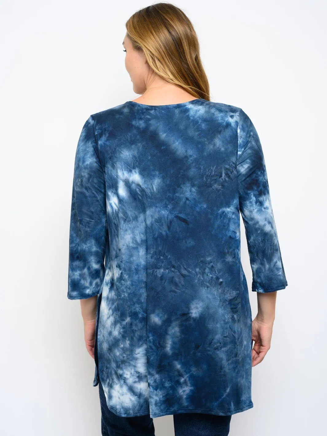 PLUS SIZE 3/4 SLEEVES TIE DYE CARDIGAN
