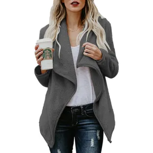 Plush Large Lapel Long Sleeve Cardigan