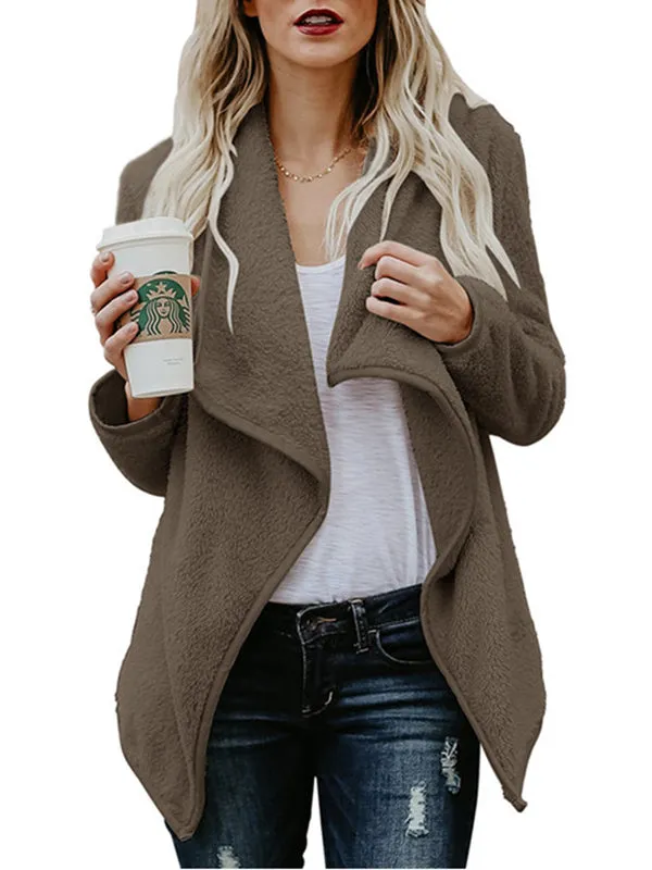 Plush Large Lapel Long Sleeve Cardigan