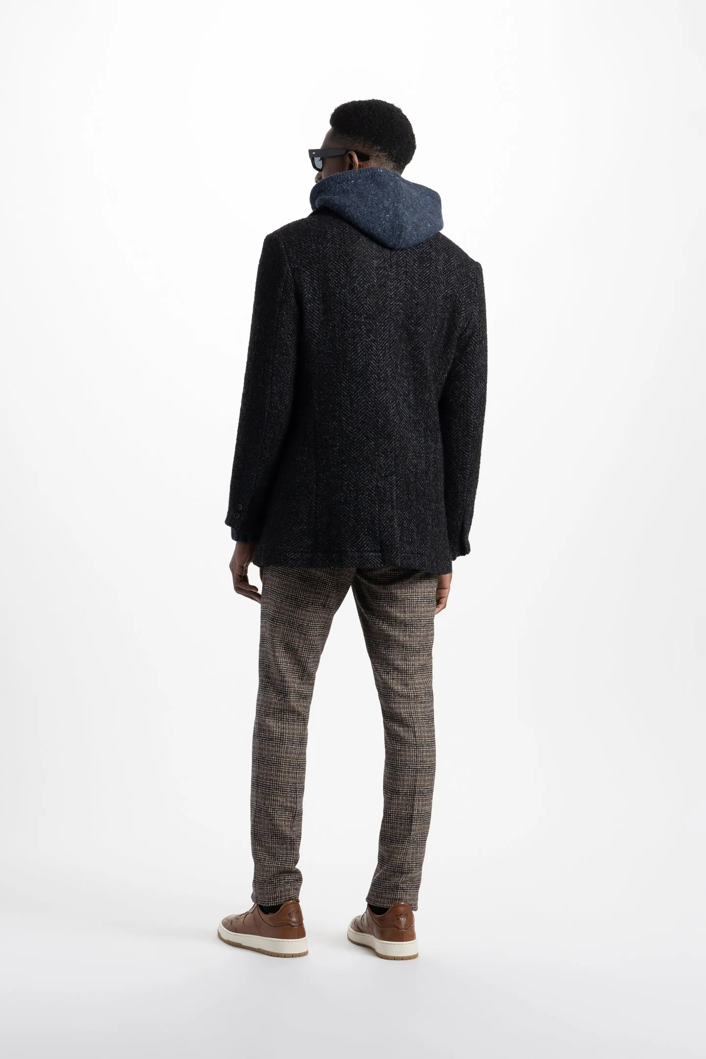 Portland Peacoat in Soft Boucle Herringbone