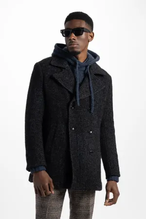 Portland Peacoat in Soft Boucle Herringbone