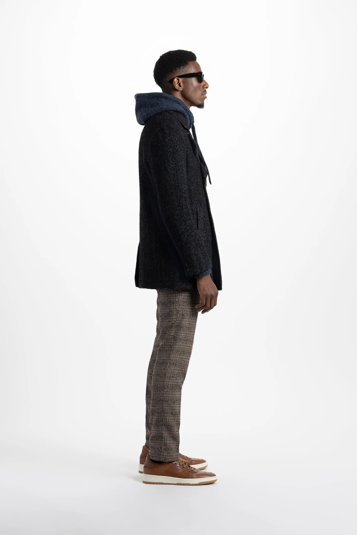 Portland Peacoat in Soft Boucle Herringbone