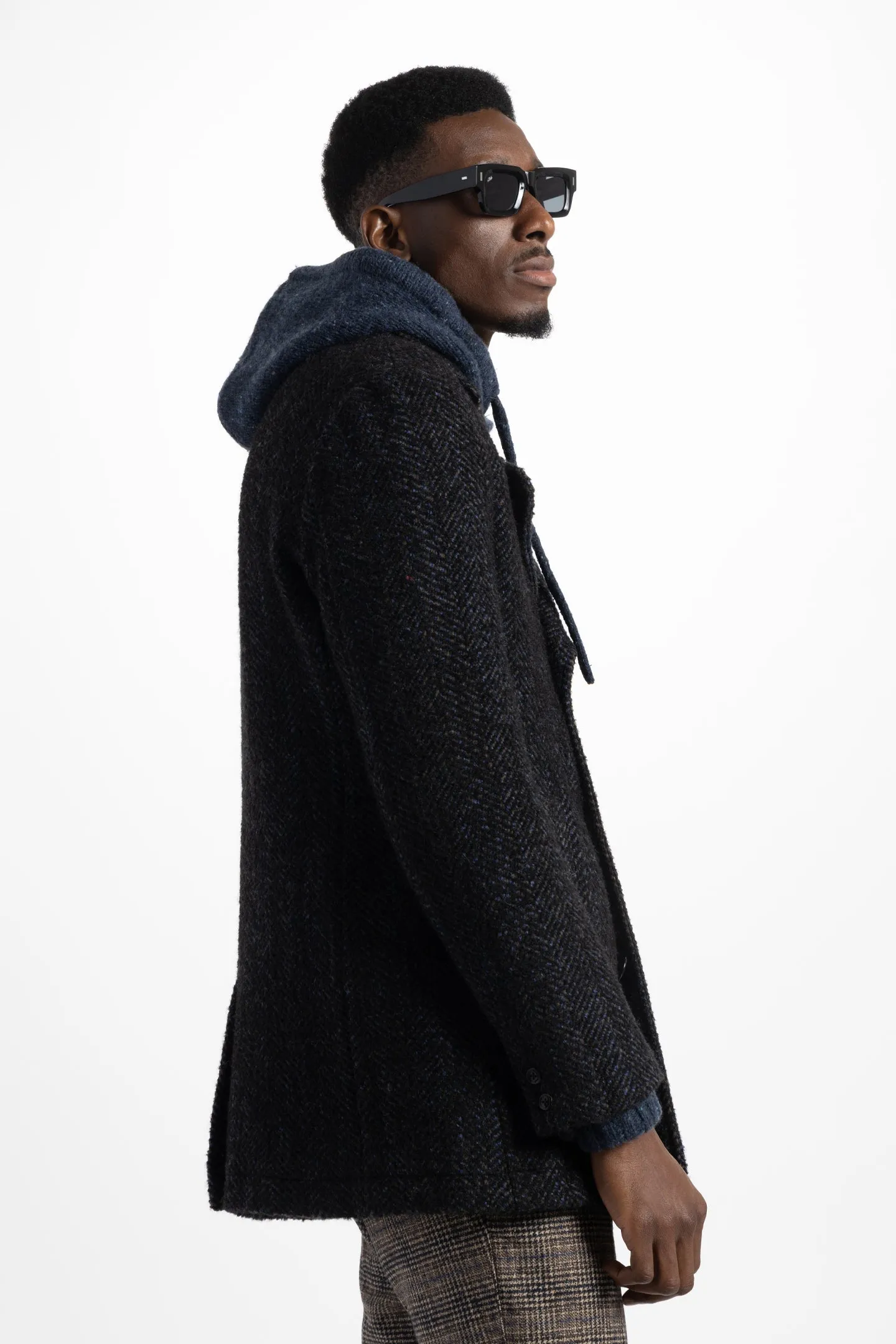 Portland Peacoat in Soft Boucle Herringbone