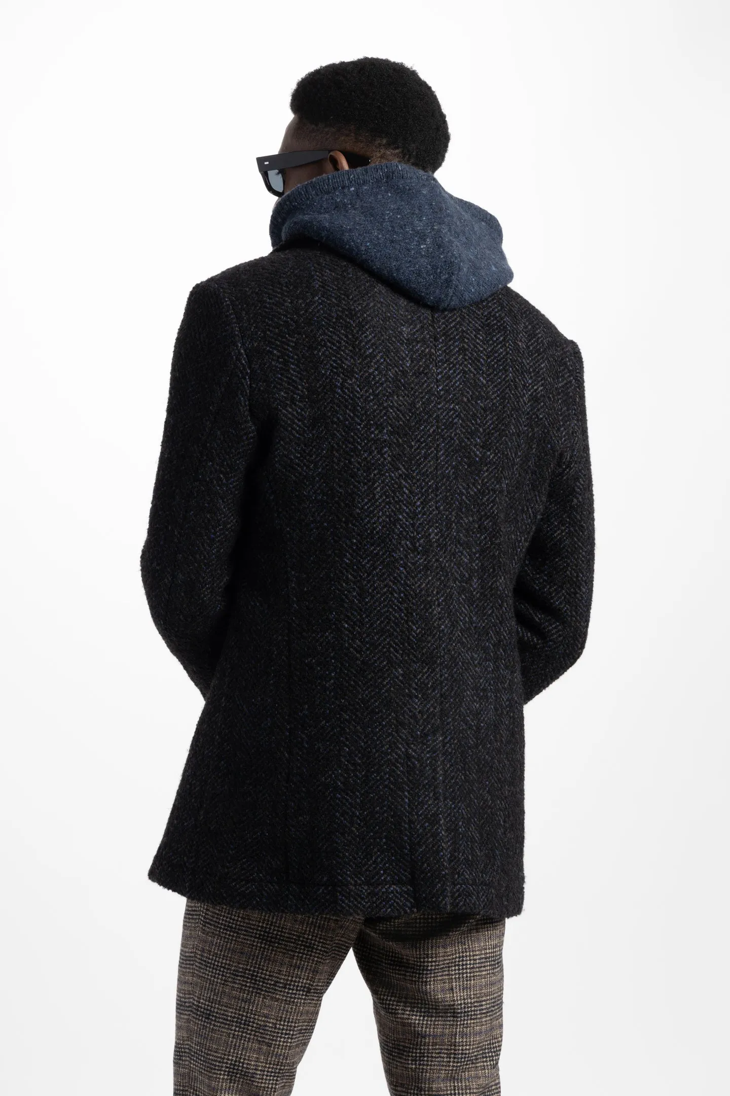 Portland Peacoat in Soft Boucle Herringbone
