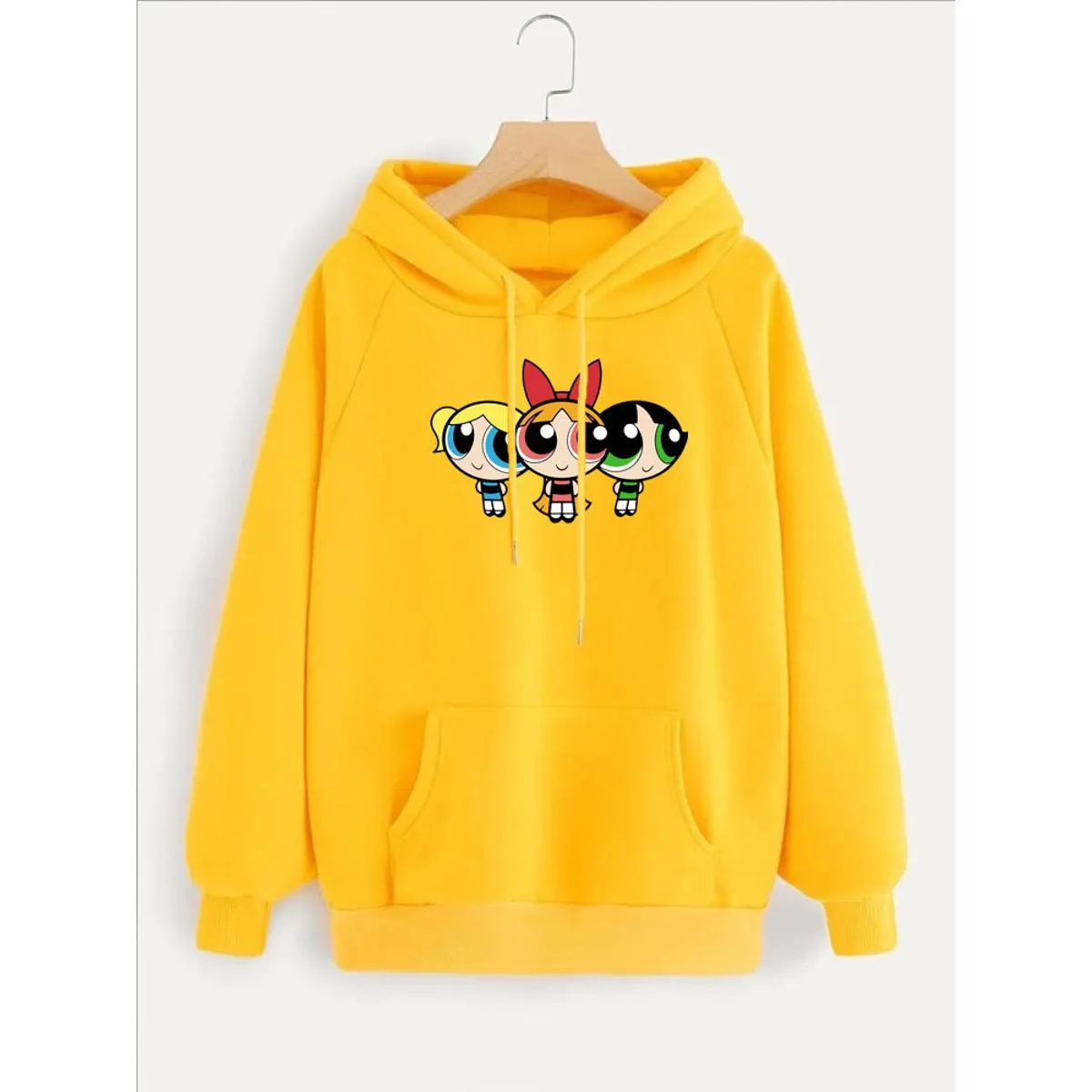 Powerpuff Girls Printed Fleece Full Sleeves Pull Over Hoodie For Women