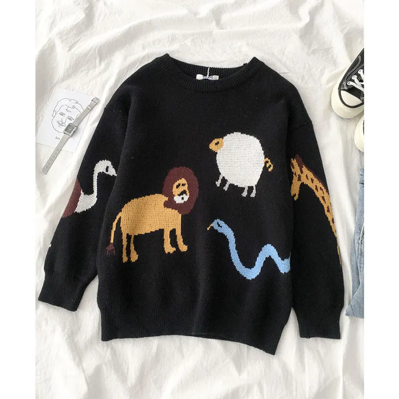 "LAZY CUTE ANIMAL" SWEATER K112217