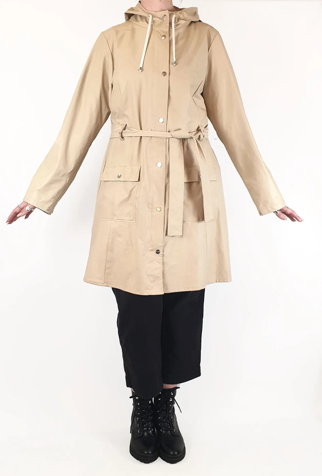 Rains beige raincoat size ML