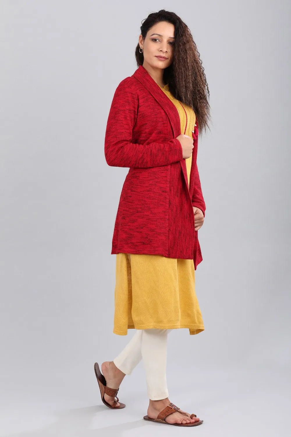 Red Shawl Collar Sweater