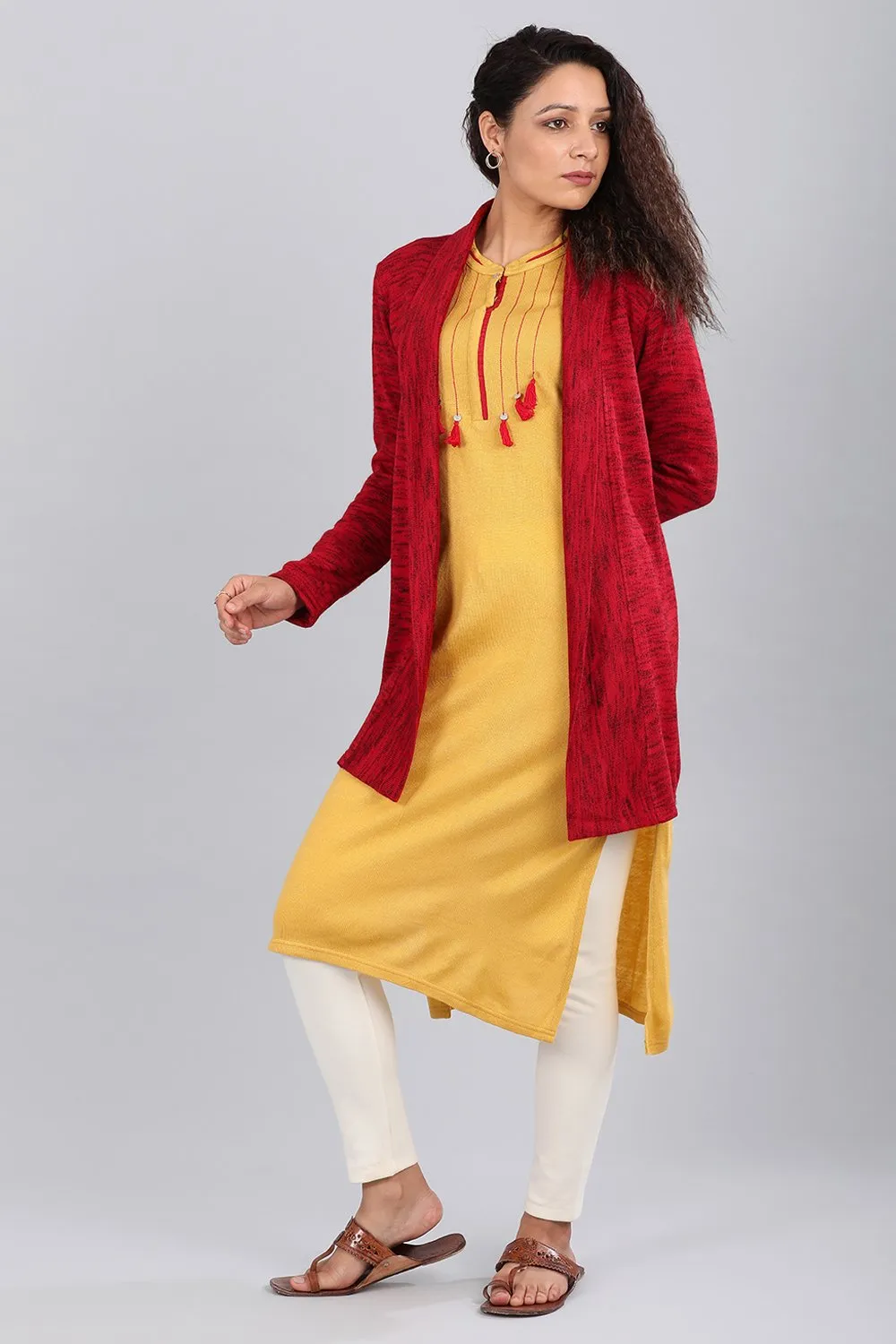 Red Shawl Collar Sweater