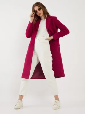 Red Solid Trench Coat