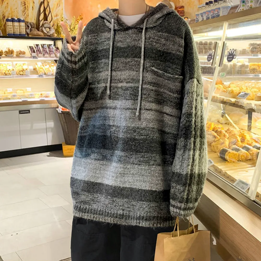 Retro Mixed Color Blending Hooded Hoodies