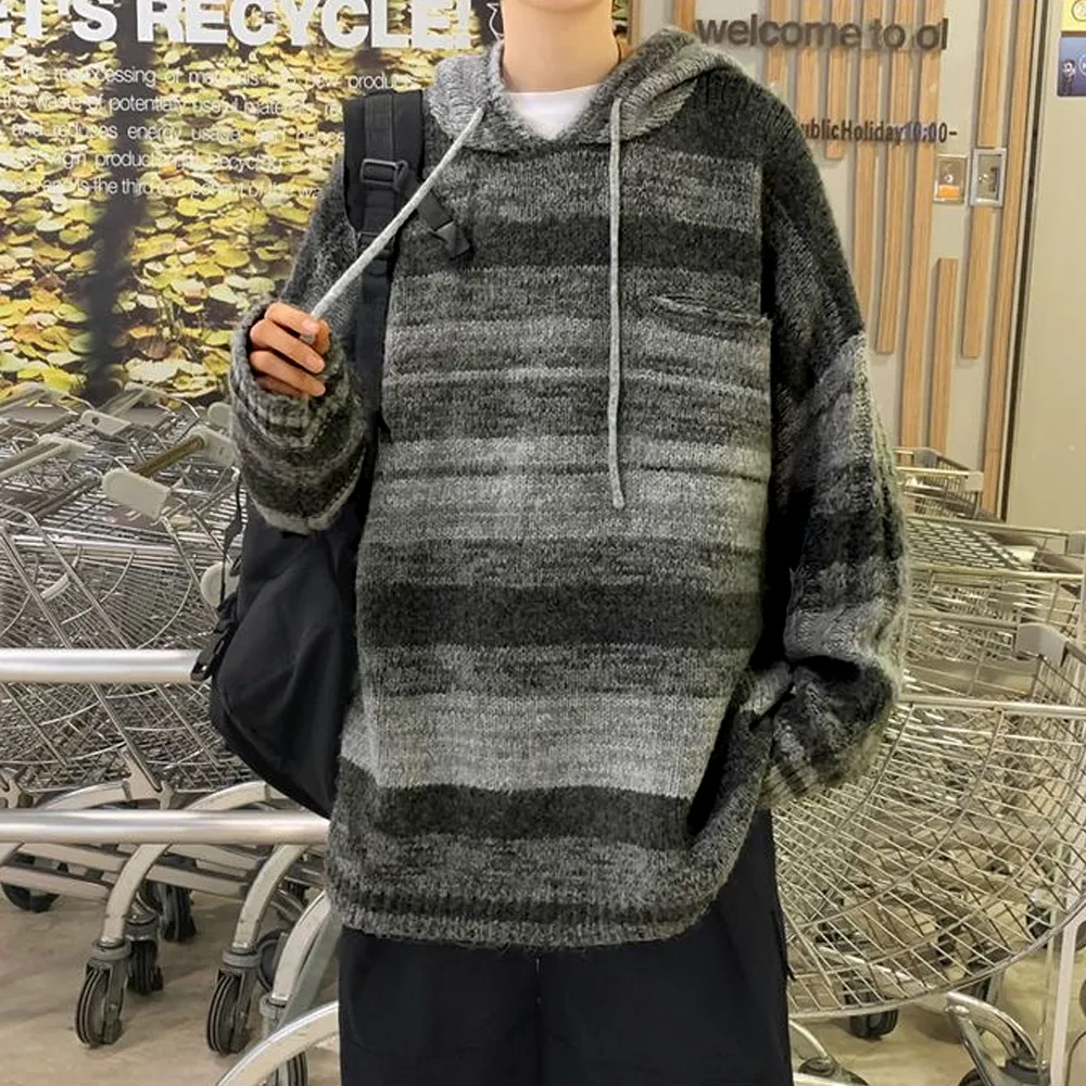 Retro Mixed Color Blending Hooded Hoodies