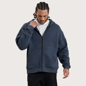 Rotation Zip Through Relaxed Hooded Jumper Orion Blue