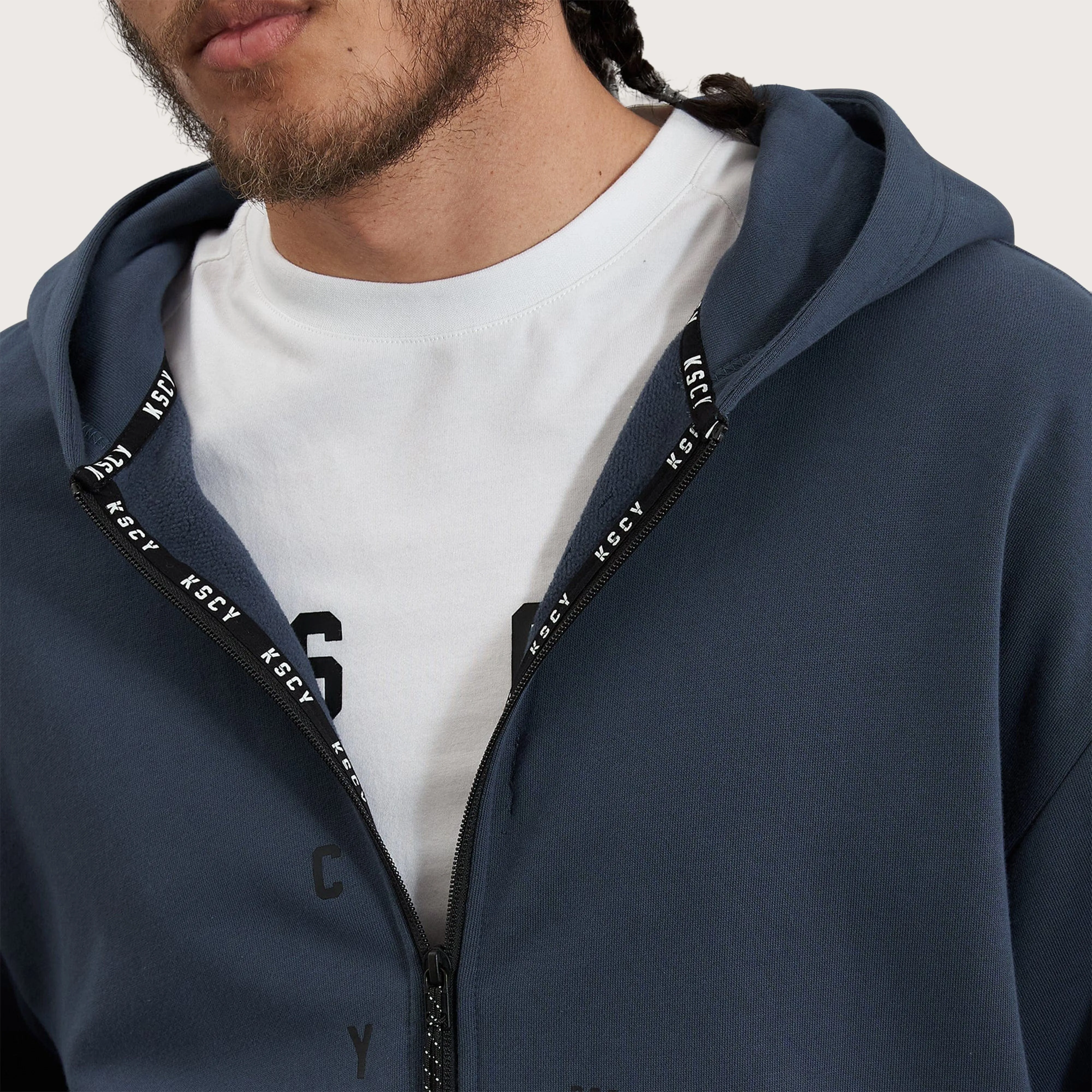 Rotation Zip Through Relaxed Hooded Jumper Orion Blue