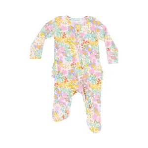 Ruffle Zipper Footie | Amelia Floral