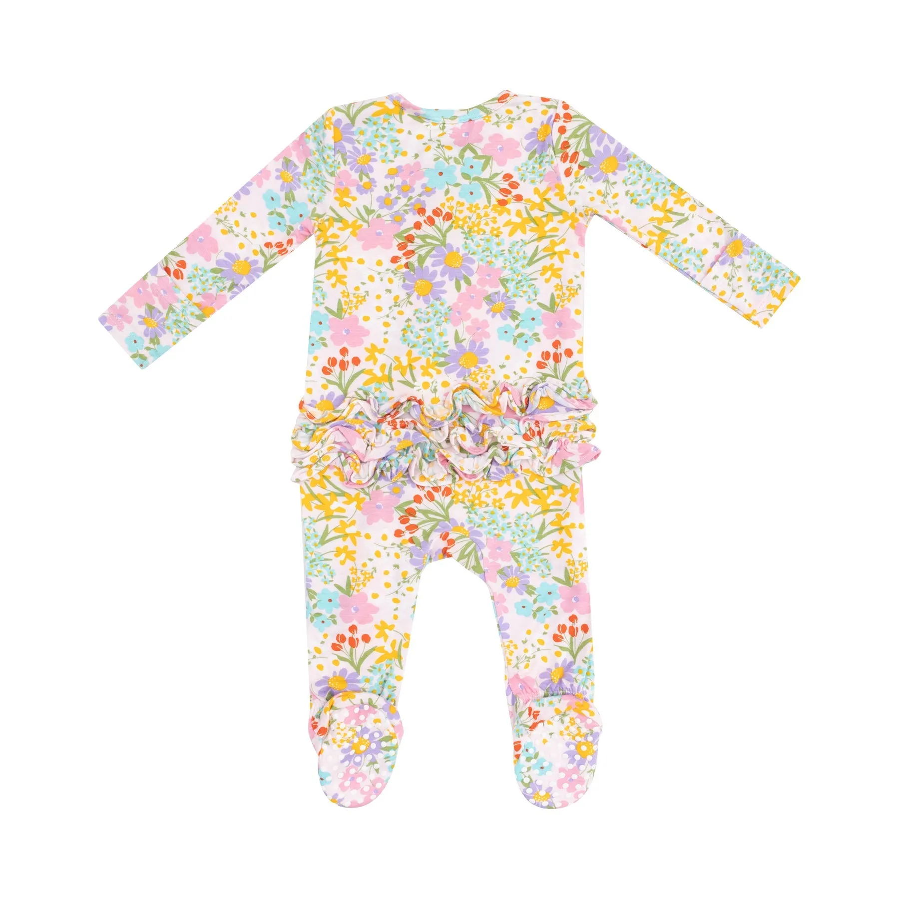 Ruffle Zipper Footie | Amelia Floral