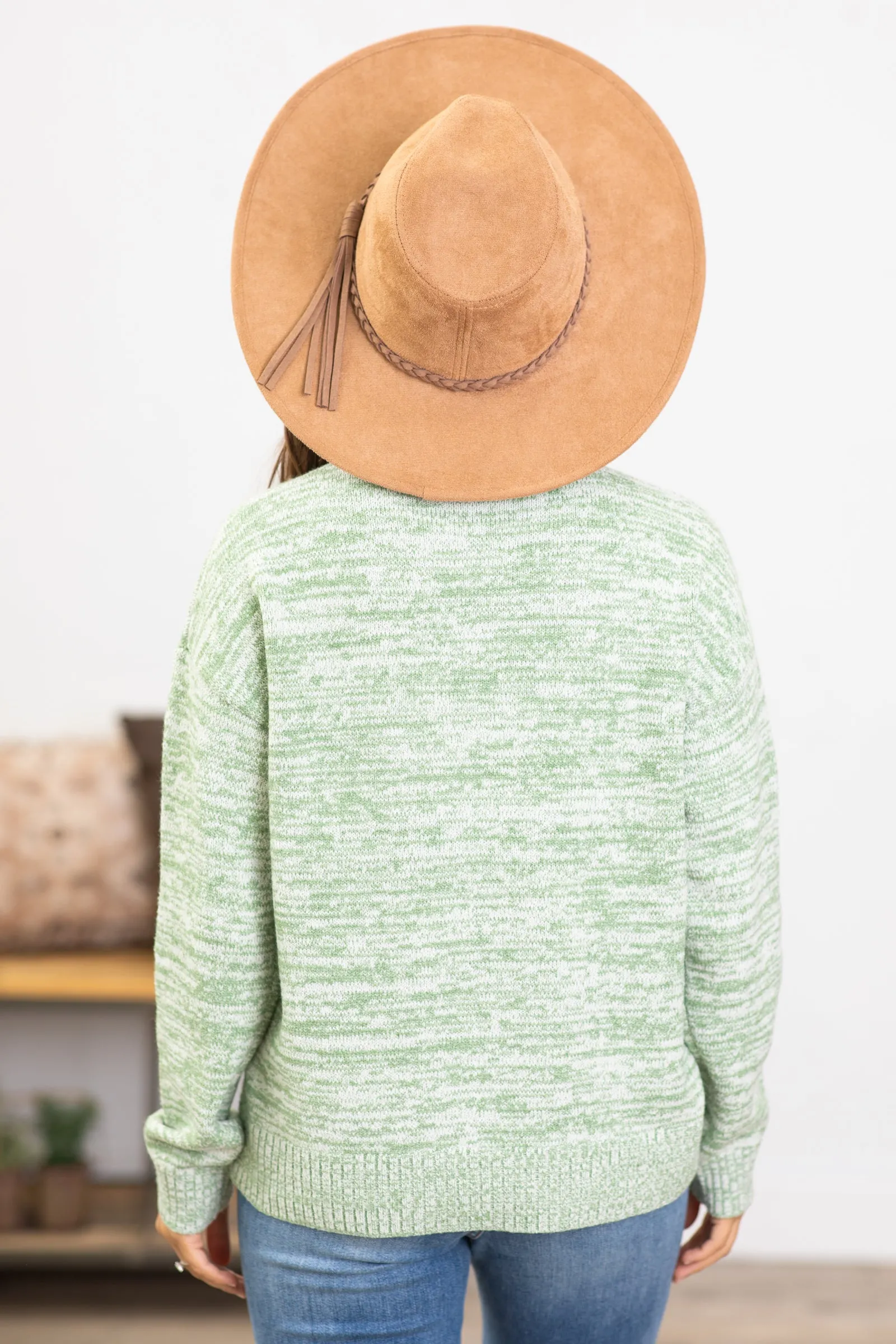 Sage Space Dye Mock Neck Sweater