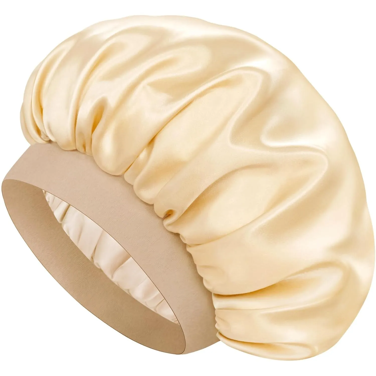 Satin Silk Bonnet for Sleeping, Double Layer Silk Sleep Cap for Men & Women, Soft Satin Lined Bonnet for Natural & Curly Hair(Black)