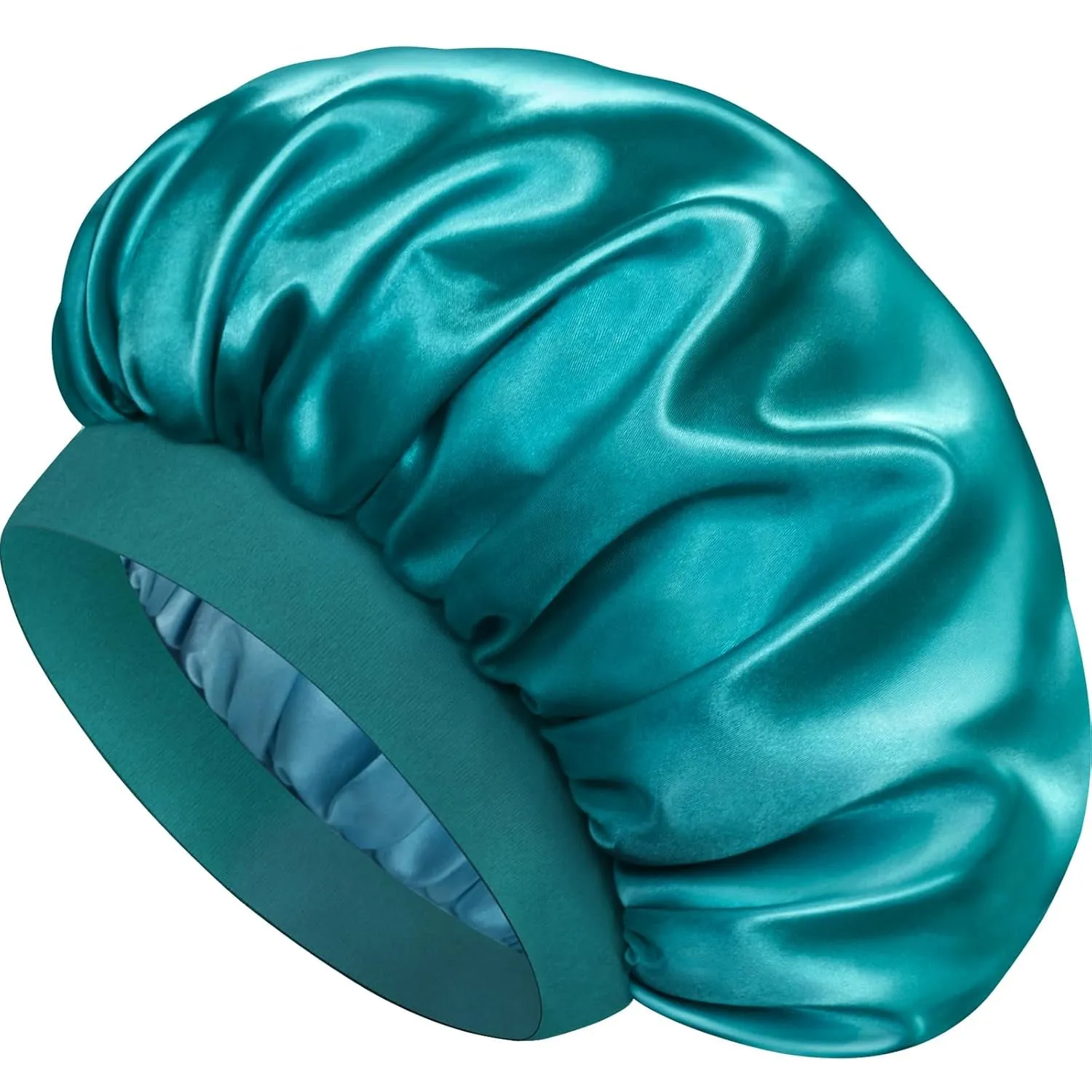 Satin Silk Bonnet for Sleeping, Double Layer Silk Sleep Cap for Men & Women, Soft Satin Lined Bonnet for Natural & Curly Hair(Black)