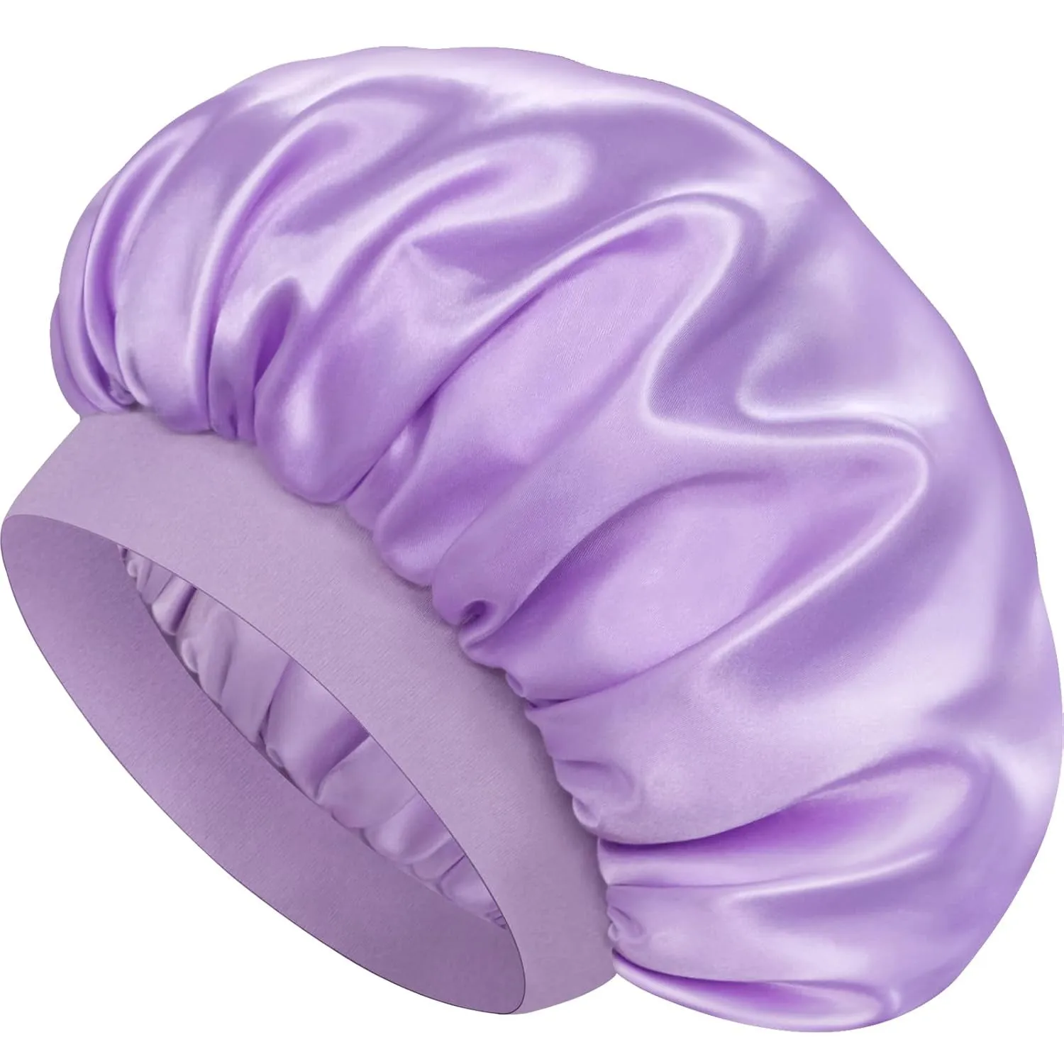Satin Silk Bonnet for Sleeping, Double Layer Silk Sleep Cap for Men & Women, Soft Satin Lined Bonnet for Natural & Curly Hair(Black)