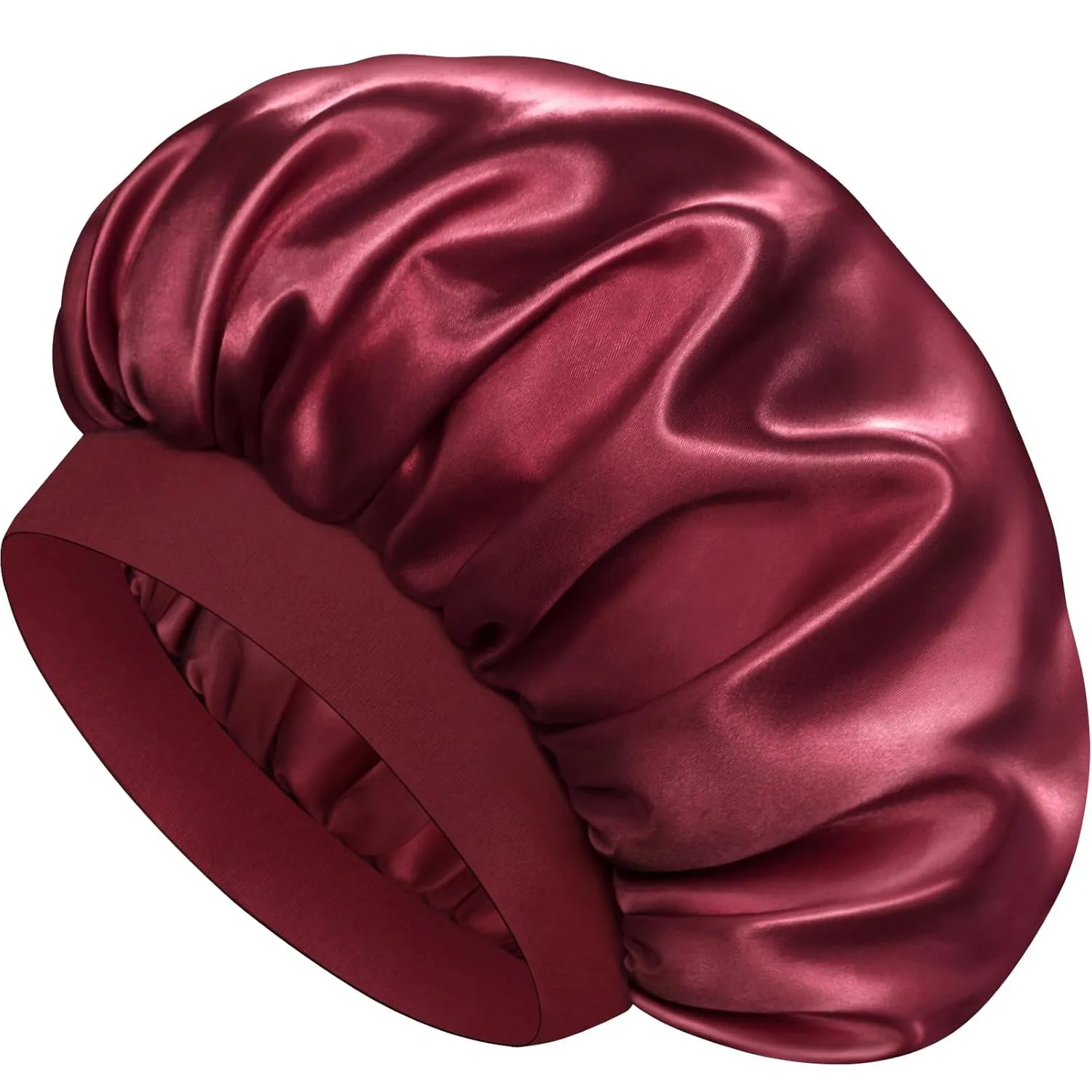 Satin Silk Bonnet for Sleeping, Double Layer Silk Sleep Cap for Men & Women, Soft Satin Lined Bonnet for Natural & Curly Hair(Black)