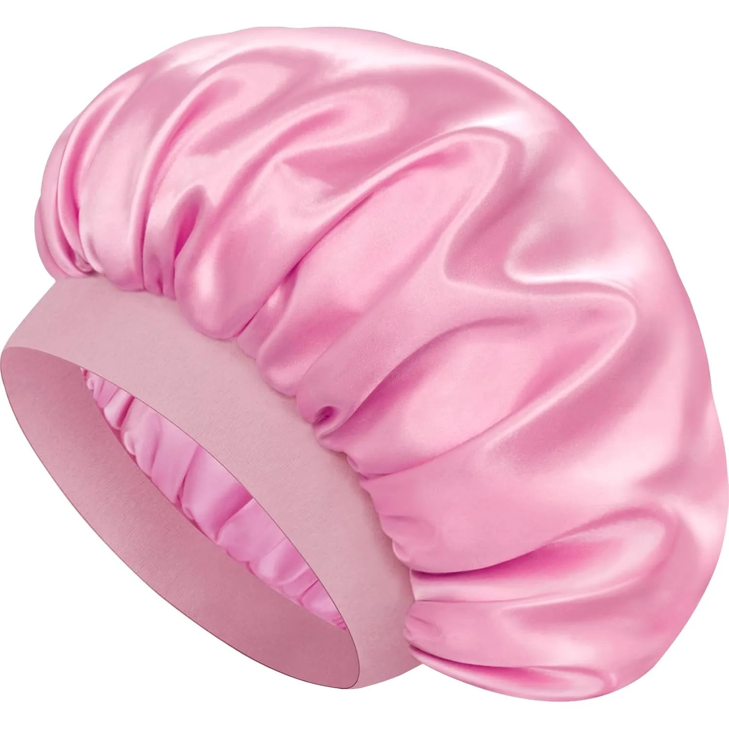 Satin Silk Bonnet for Sleeping, Double Layer Silk Sleep Cap for Men & Women, Soft Satin Lined Bonnet for Natural & Curly Hair(Black)