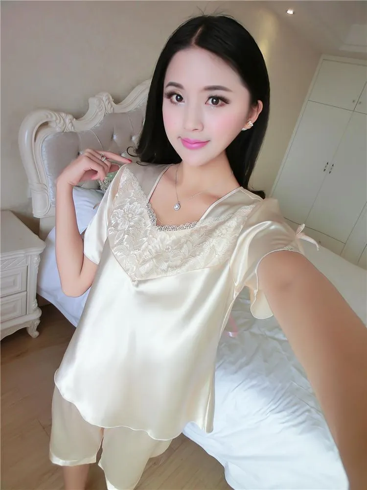 Satiny Long Short PJ Set
