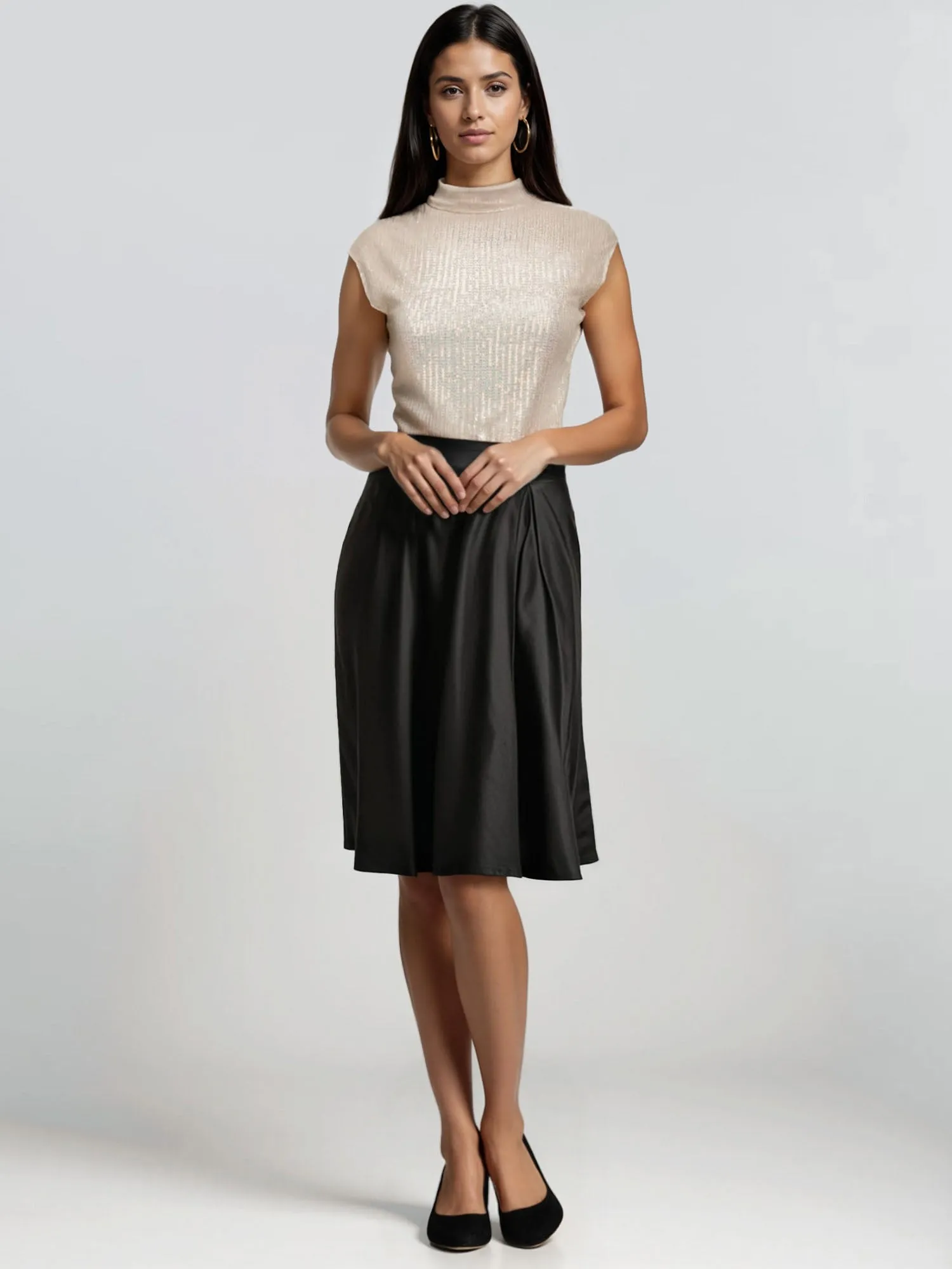 Sequin Mock Neck Blouse