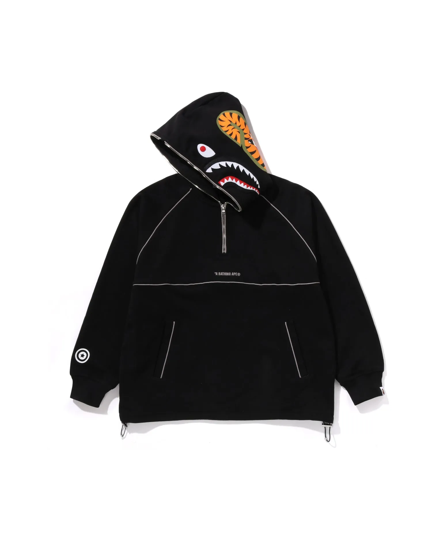 Shark Logo Half Zip Relaxed Fit Pullover Hoodie
