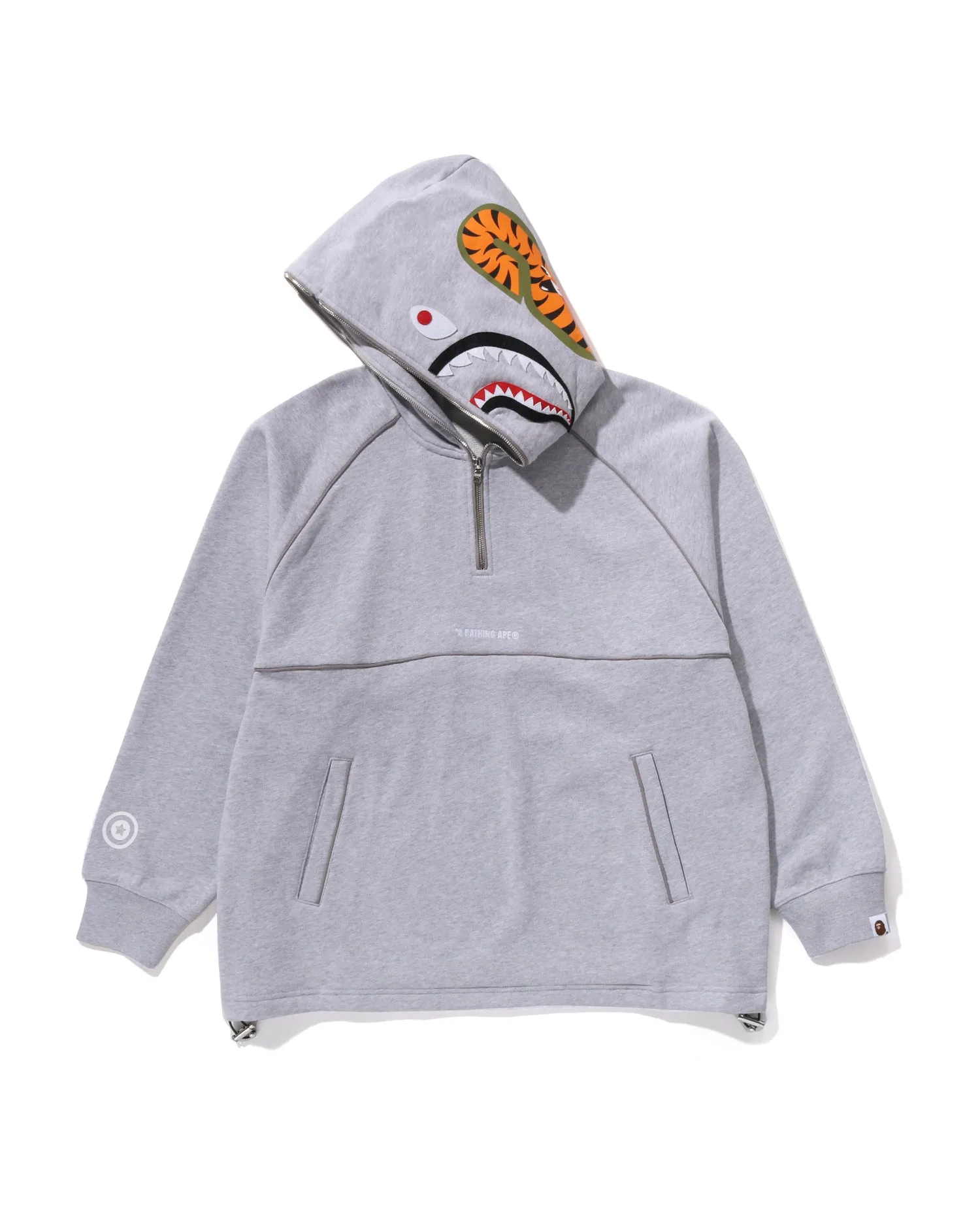 Shark Logo Half Zip Relaxed Fit Pullover Hoodie