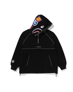 Shark Logo Half Zip Relaxed Fit Pullover Hoodie